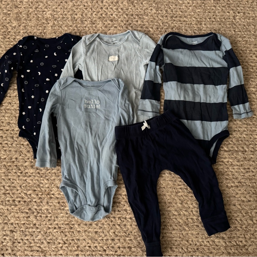Carter's Blue and Gray Bodysuit Set